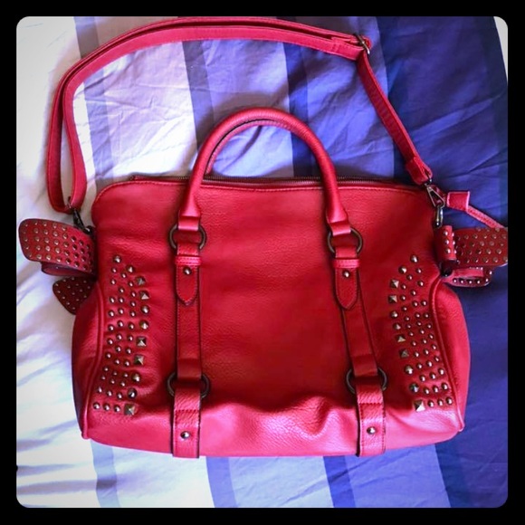 Handbags - Lipstick Red leather bag